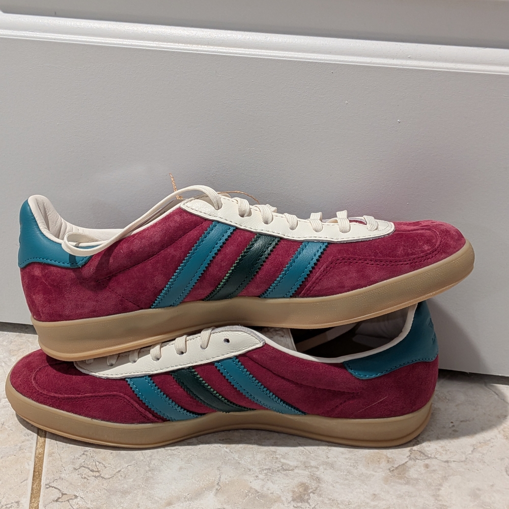 Adidas Gazelle Indoor Maroon and Turquoise Trainers